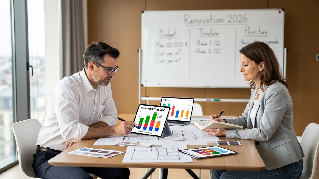 Estimation détaillée du prix rénovation m2 en 2026 avec comparaison coûts régionaux dans un bureau moderne